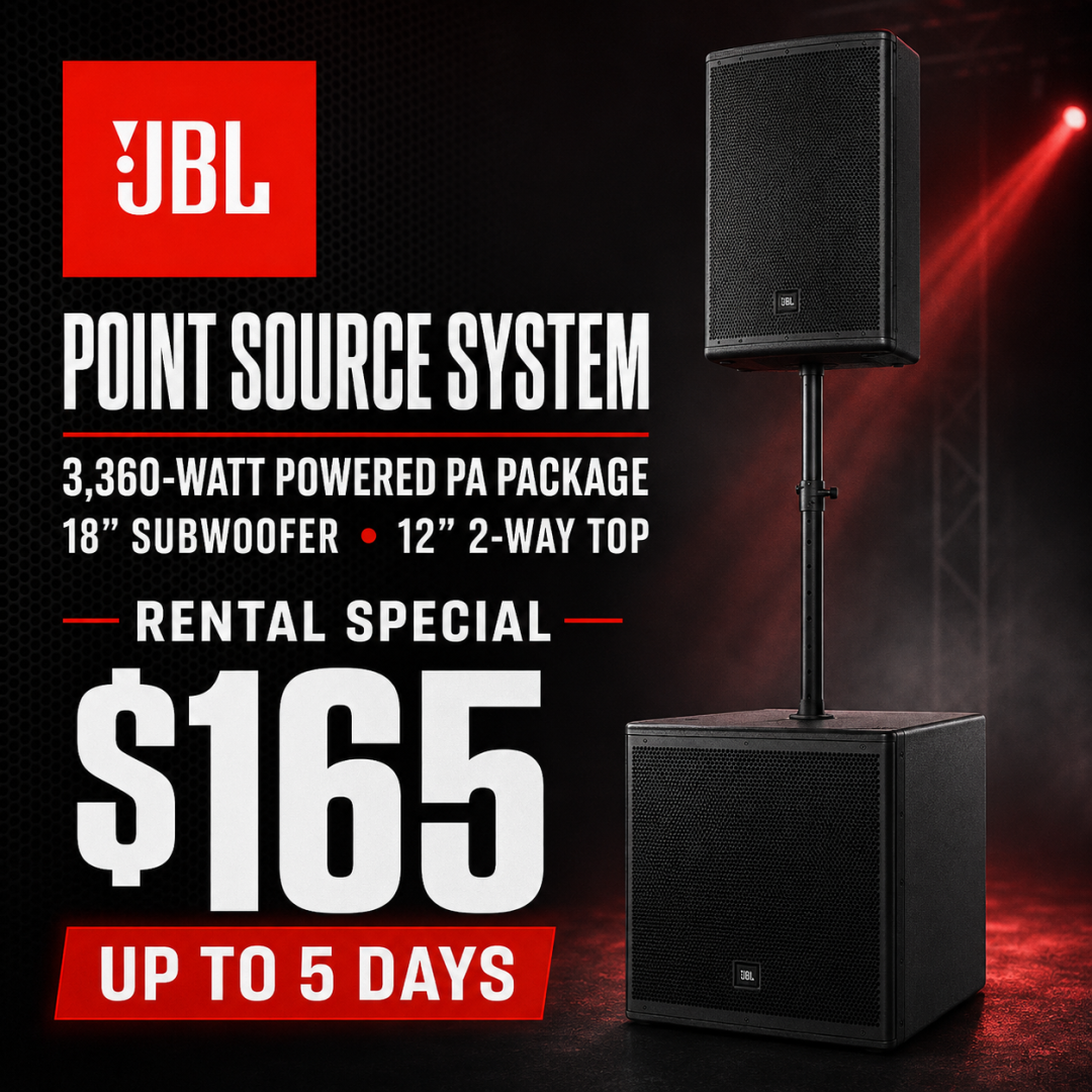 JBL PowerStack 3360 System - SRX918S subwoofer with SRX922 top speaker on pole mount