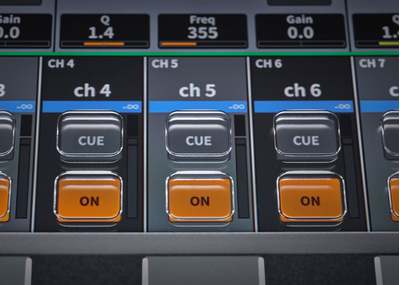 Close-up of the Yamaha DM5 glass keys with dynamic labeling